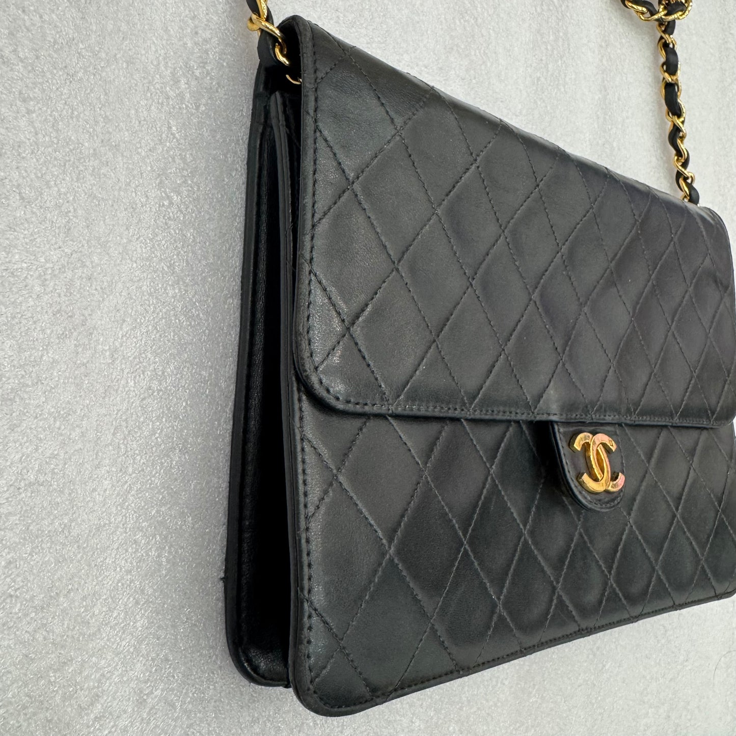 CHANEL Vintage Black Lambskin Half Flap, Medium