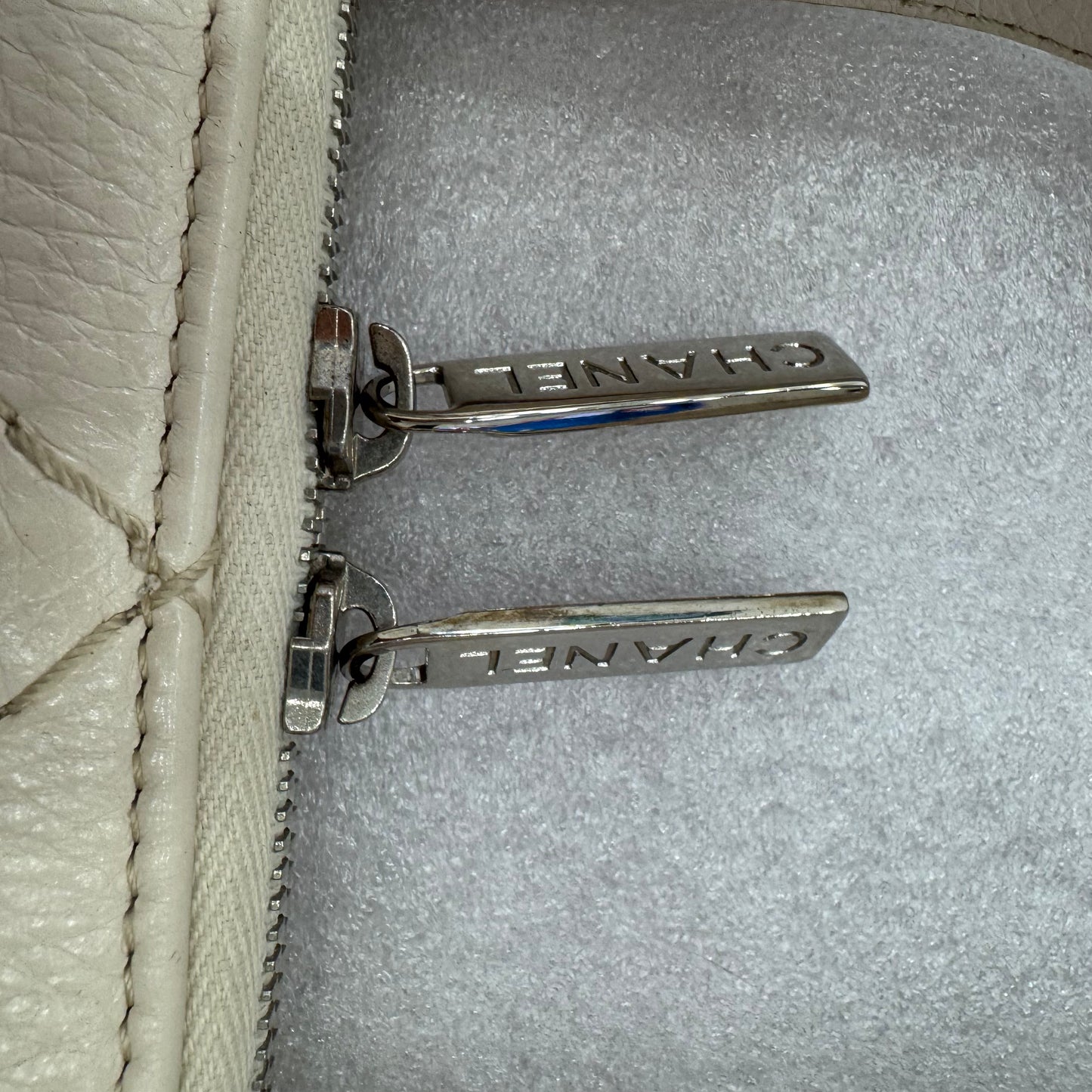 Chanel White/Beige Caviar ipad Case