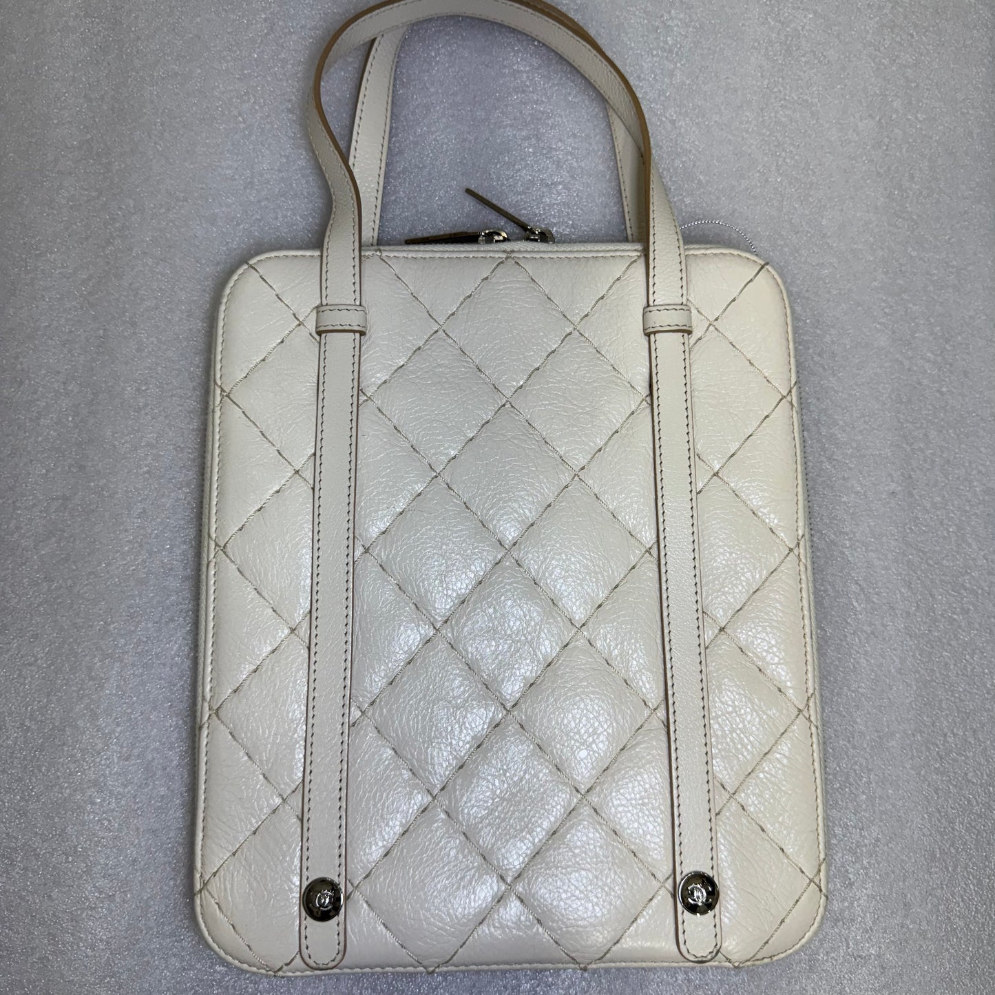 Chanel White/Beige Caviar ipad Case