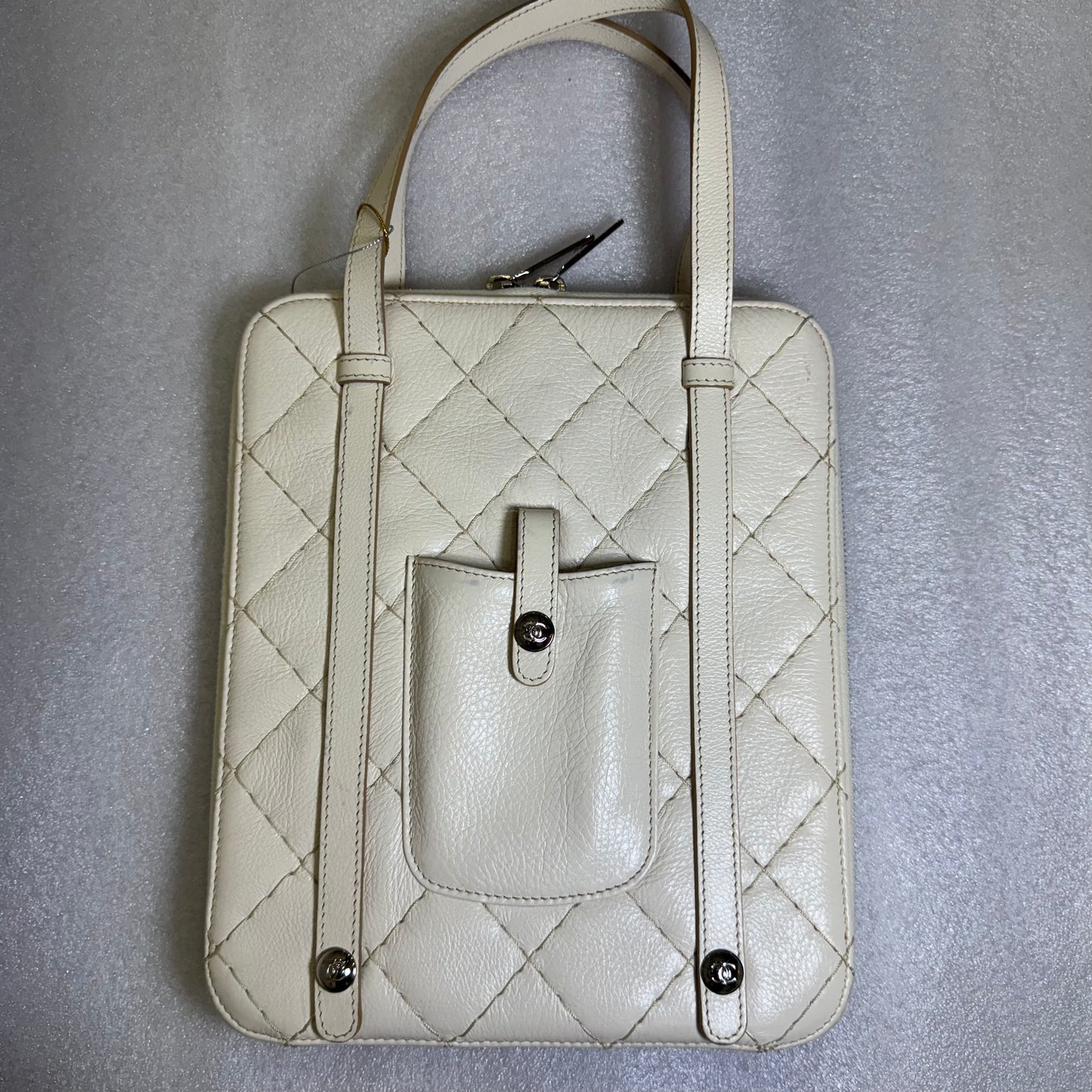 Chanel White/Beige Caviar ipad Case