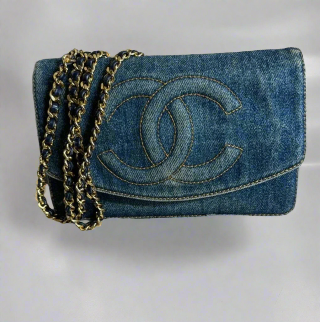 Chanel Blue Denim Wallet on Chain