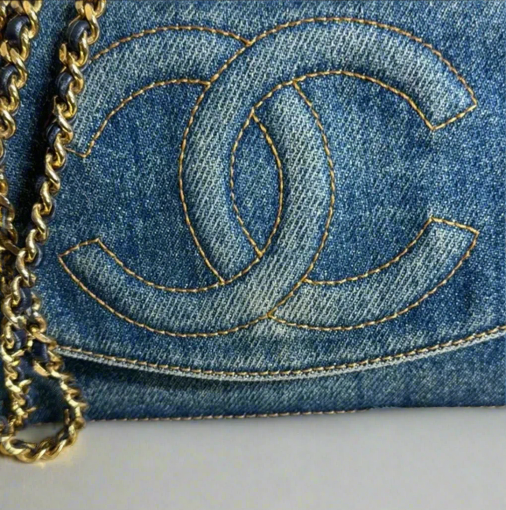 Chanel Blue Denim Wallet on Chain