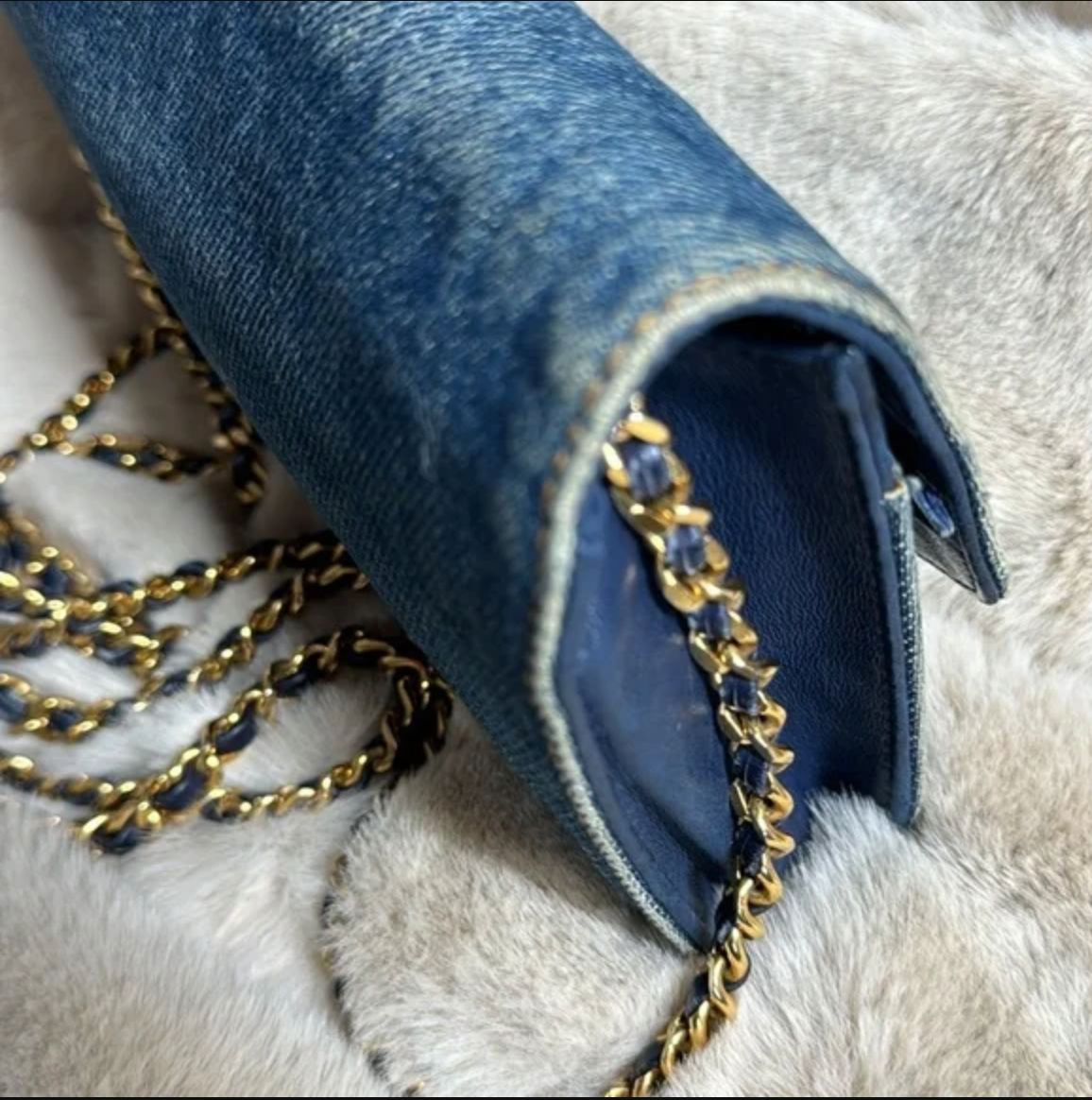 Chanel Blue Denim Wallet on Chain