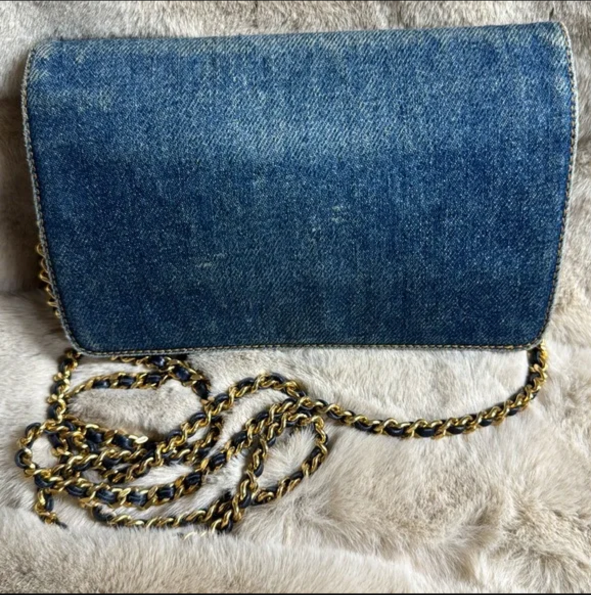 Chanel Blue Denim Wallet on Chain