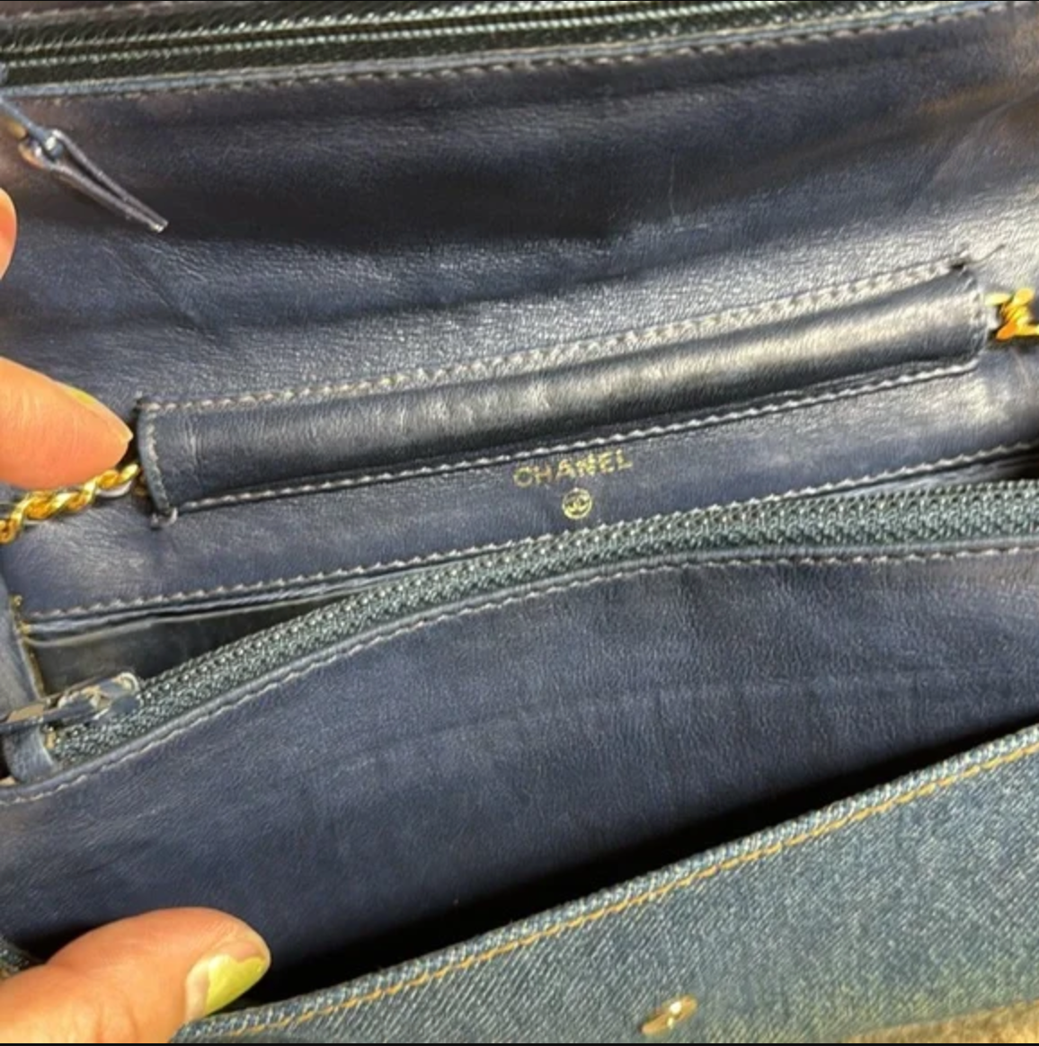 Chanel Blue Denim Wallet on Chain