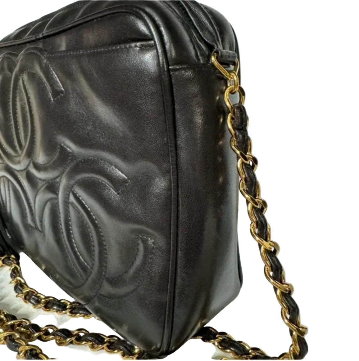 Chanel Black Lambskin Triple CoCo Shoulder/Crossbody Bag with Tassel