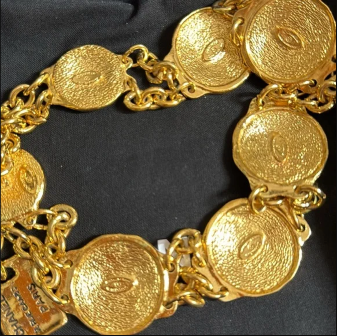 Authentic CHANEL gold toned medallion and Link chain necklace