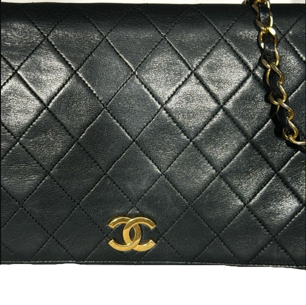 Chanel Black Lambskin Vintage Matelasse Full Flap, Medium