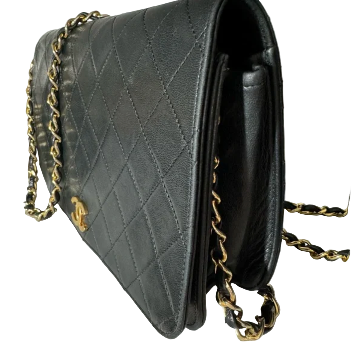 Chanel Black Lambskin Vintage Matelasse Full Flap, Medium