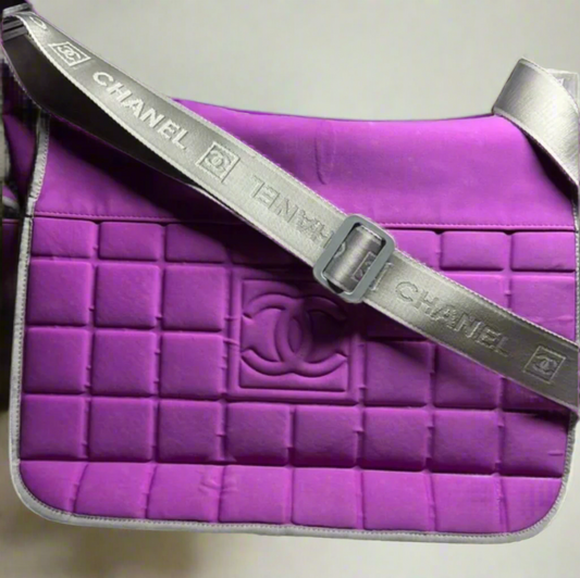 Chanel Purple Nylon Sport Line Chocolate Bar Messenger