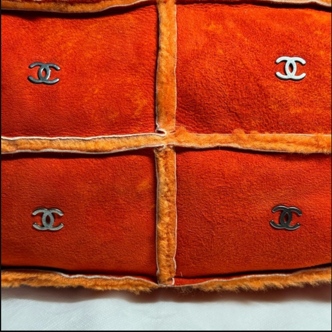Chanel Orange Shearling and Suede Shoulder/Crossbody Bag