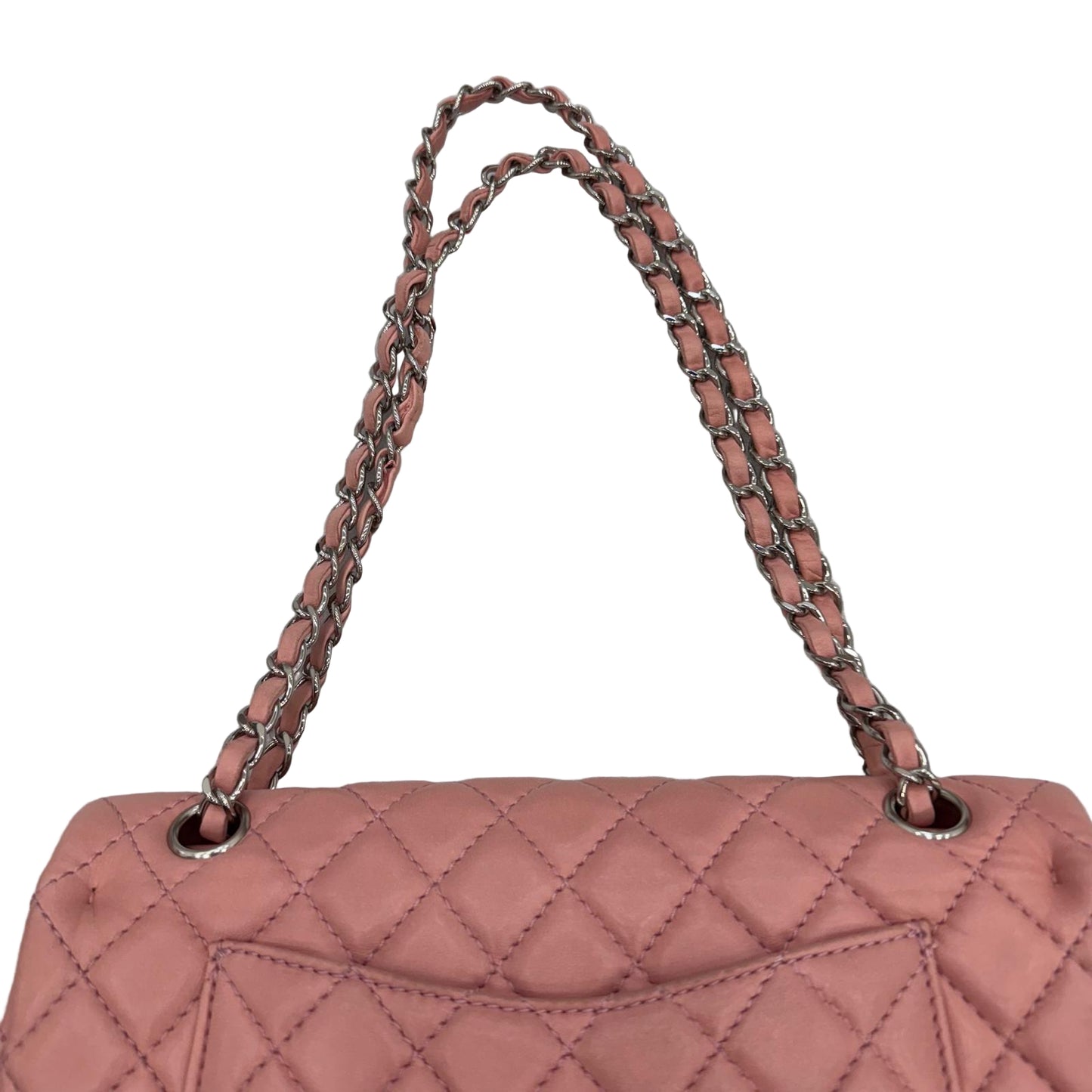 Chanel Pink Lambskin Matelasse Double Flap, Medium