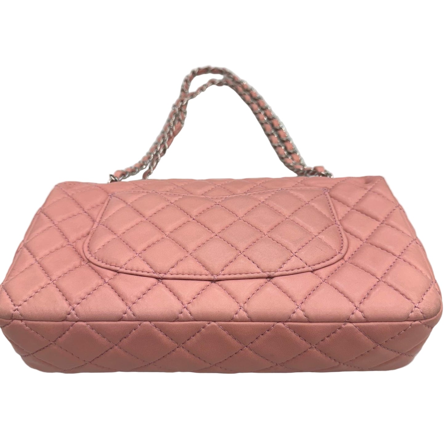 Chanel Pink Lambskin Matelasse Double Flap, Medium