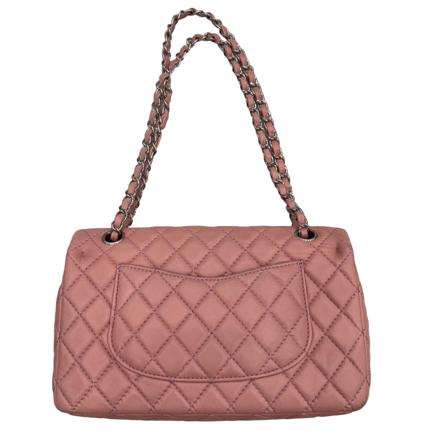 Chanel Pink Lambskin Matelasse Double Flap, Medium