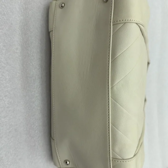 Chanel Cream Calfskin Chevron Boston Bowler Bag