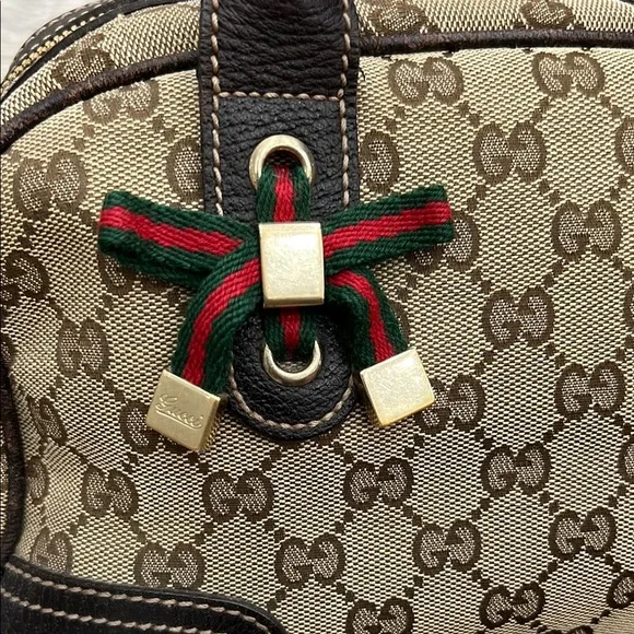 Gucci Brown Princy GG Canvas Leather Shoulder Bag