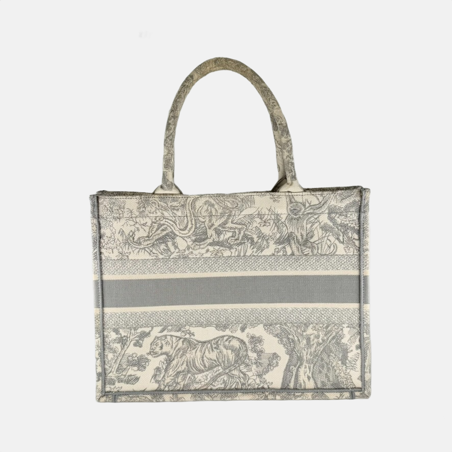 Christian Dior Gray Dioriviera Toile de Jouy Book Tote, Medium