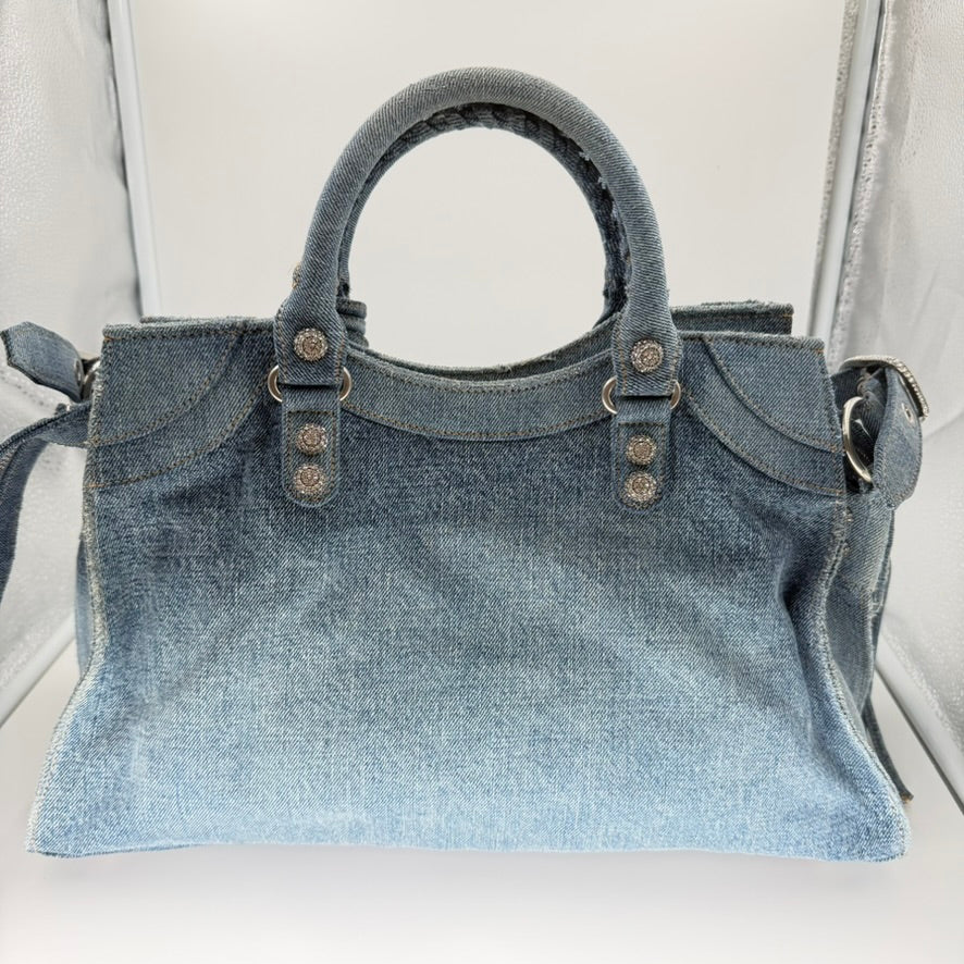 Balenciaga Blue Denim Neo Cagole City handbag (NEW)