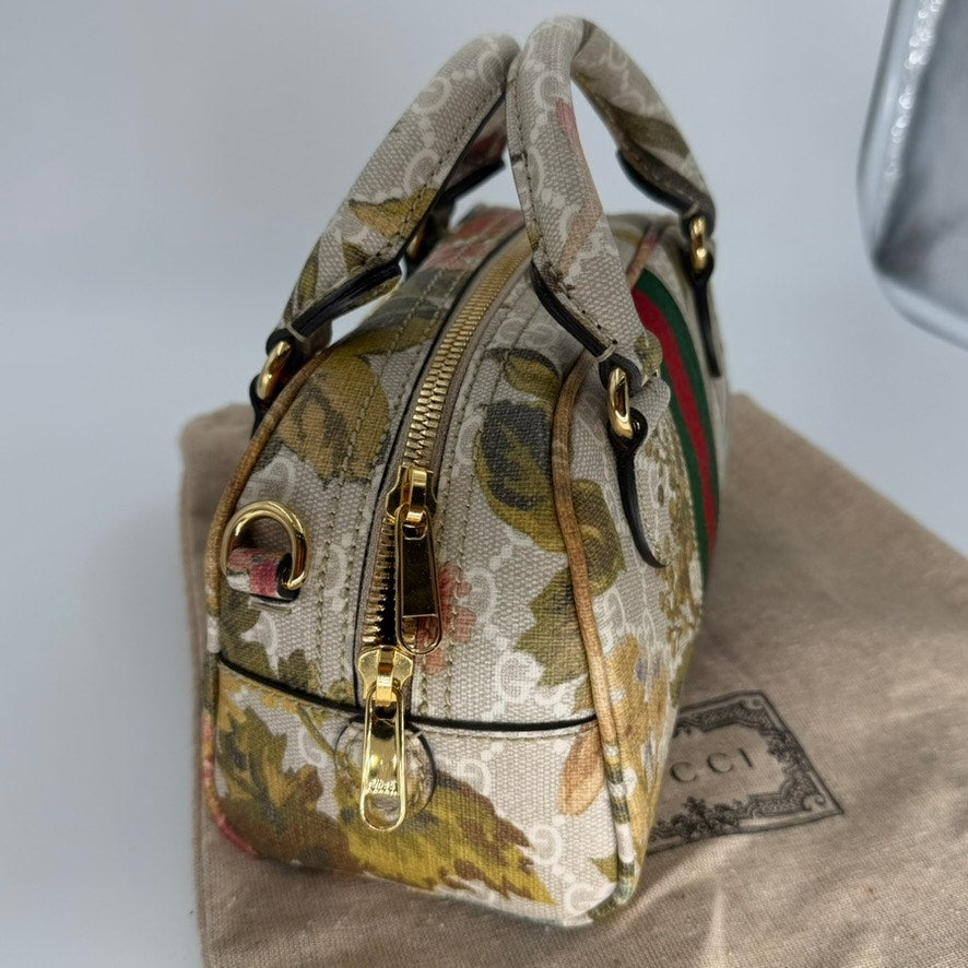 Gucci Supreme Ophidia Water Flora Bowler Bag, Mini