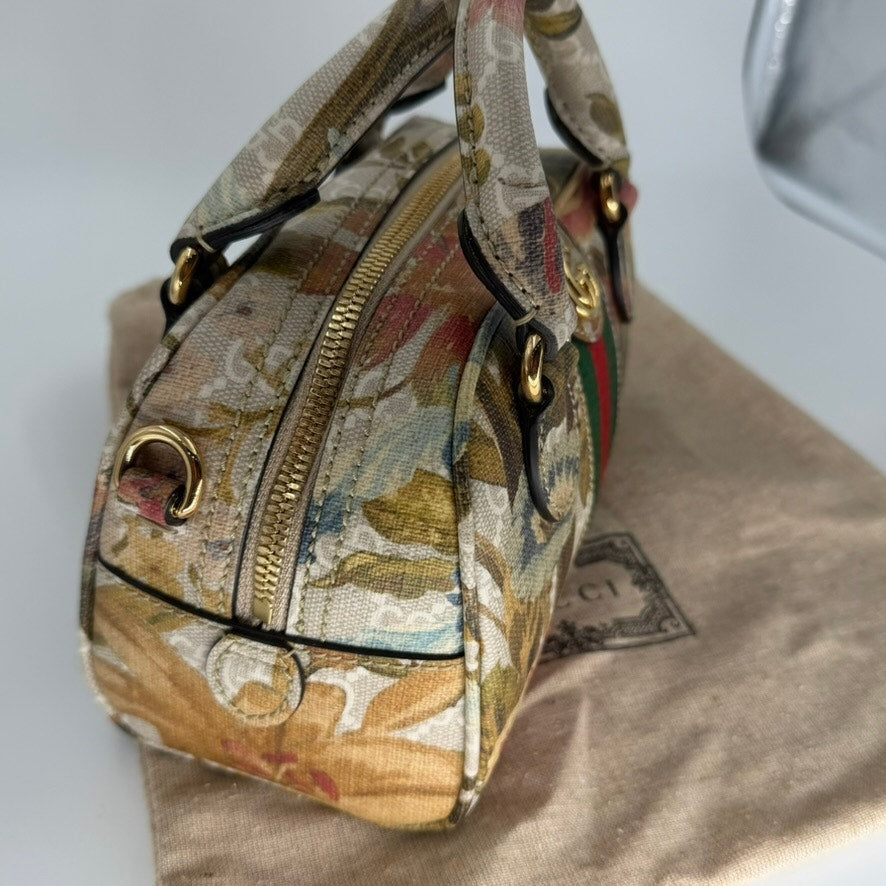 Gucci Supreme Ophidia Water Flora Bowler Bag, Mini