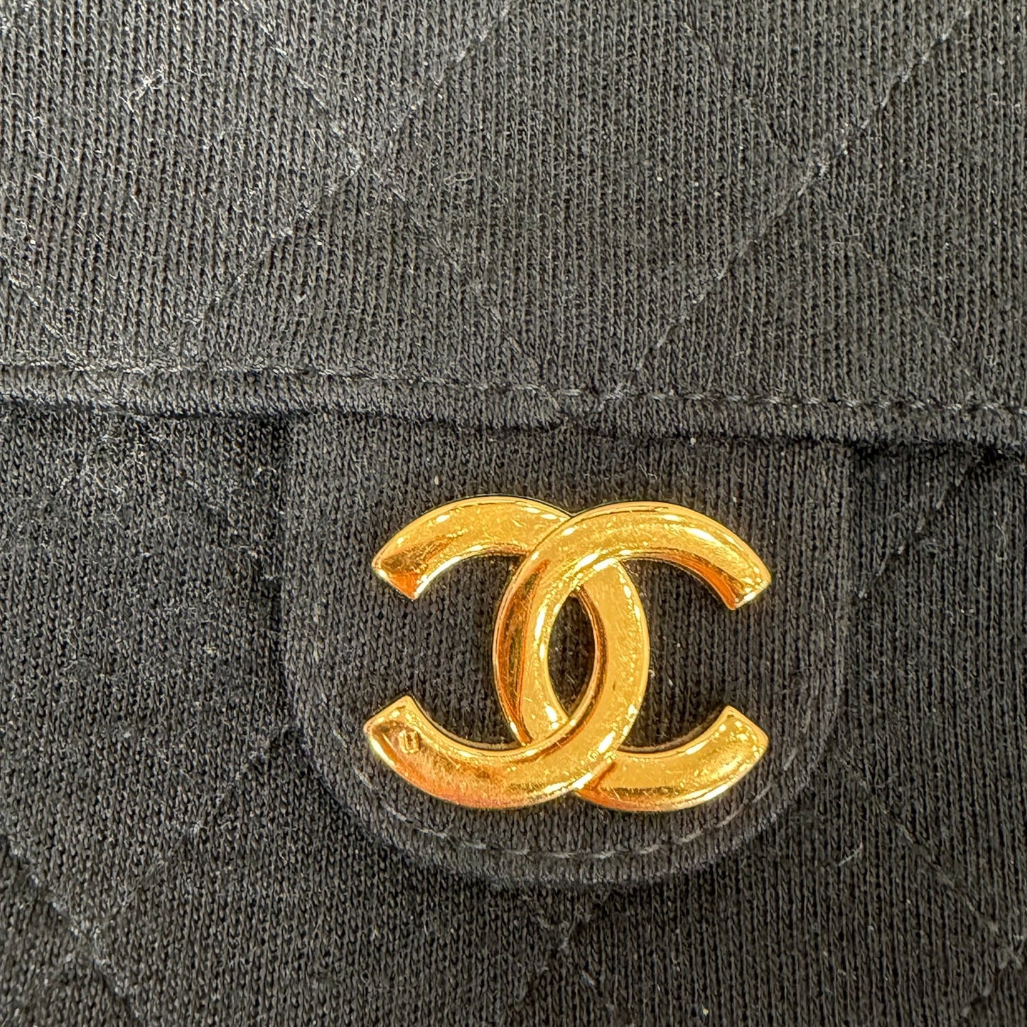 Chanel Black Cotton Matelasse Half Flap Shoulder Bag
