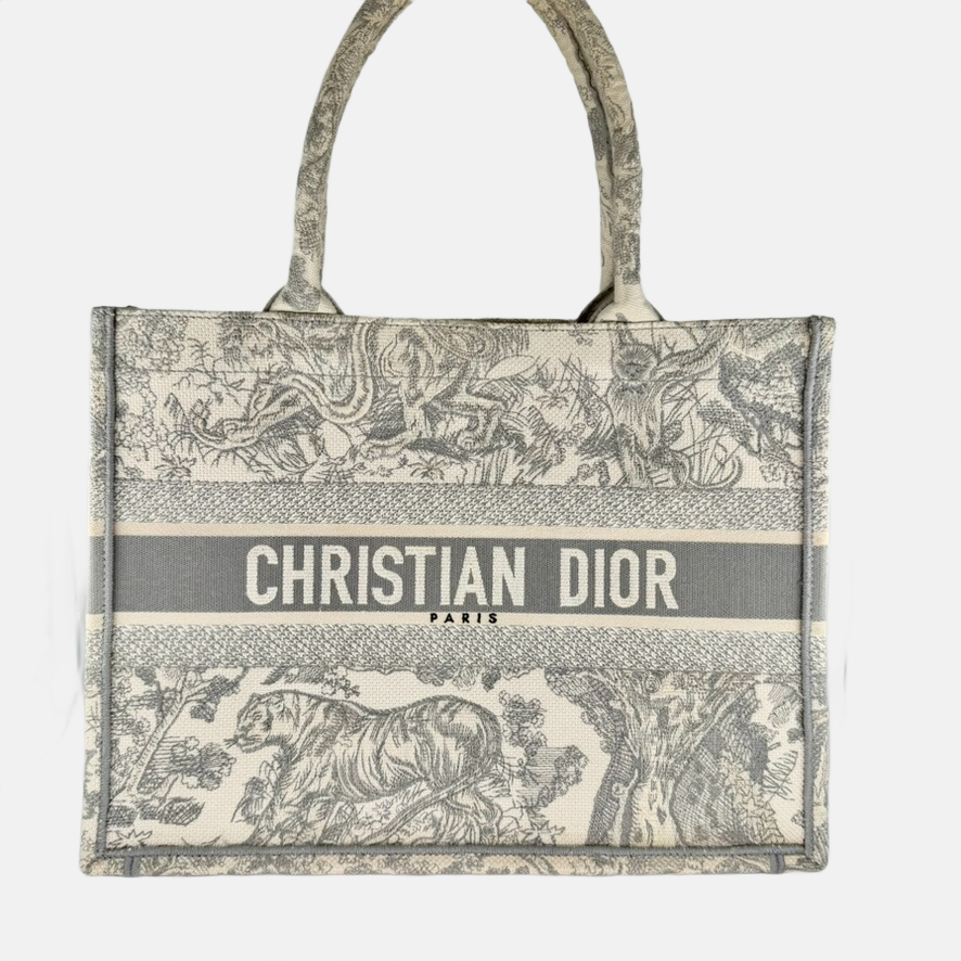 Christian Dior Gray Dioriviera Toile de Jouy Book Tote, Medium