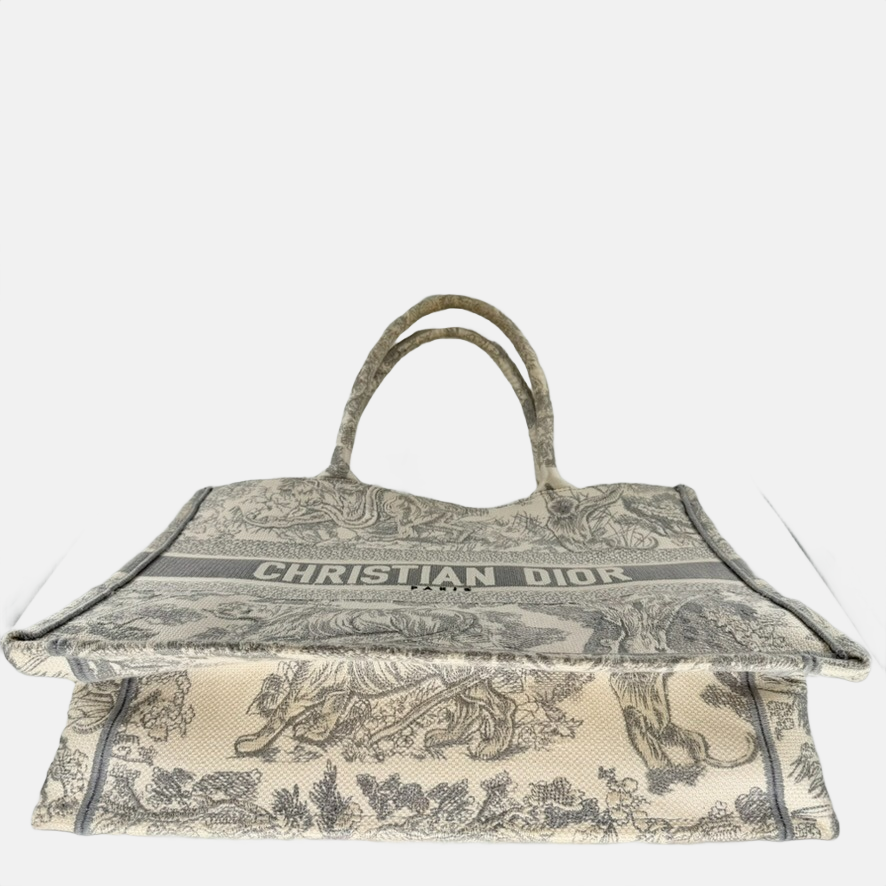 Christian Dior Gray Dioriviera Toile de Jouy Book Tote, Medium