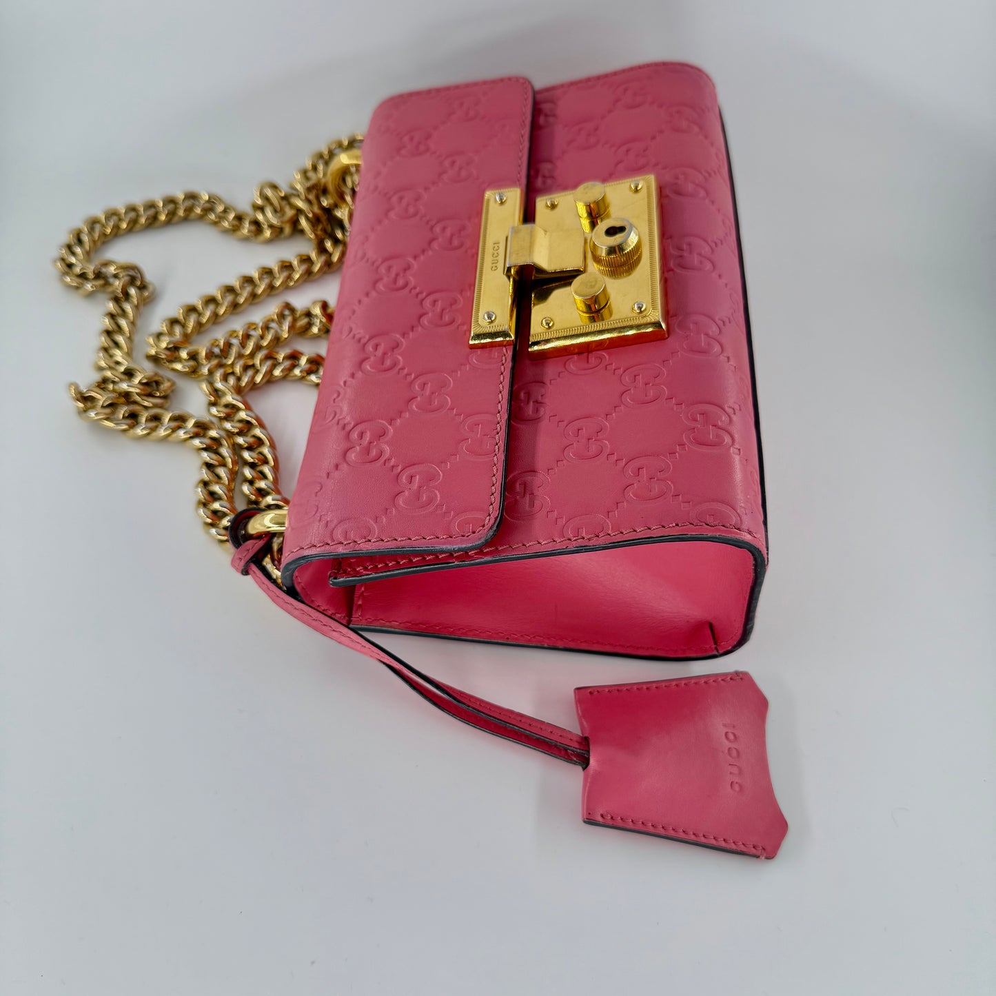 Gucci Pink Small Guccissima Padlock Crossbody/ Shoulder bag