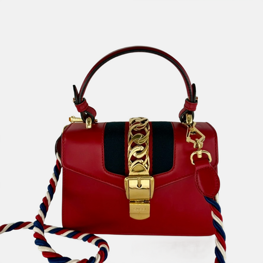 Gucci Sylvie Red Shoulder Bag Leather Small