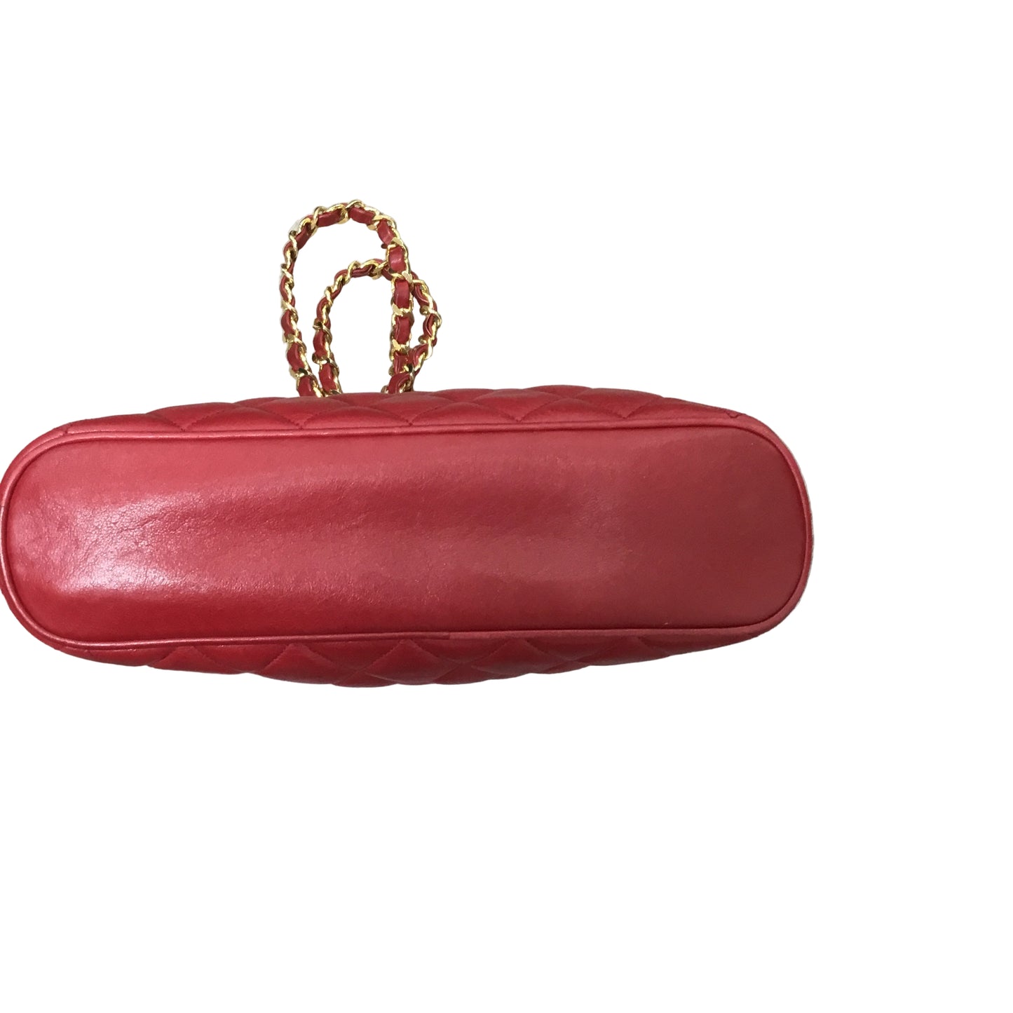 CHANEL Red Matelasse Lambskin Runway Mid Strap Tote/Crossbody/Shoulder Bag