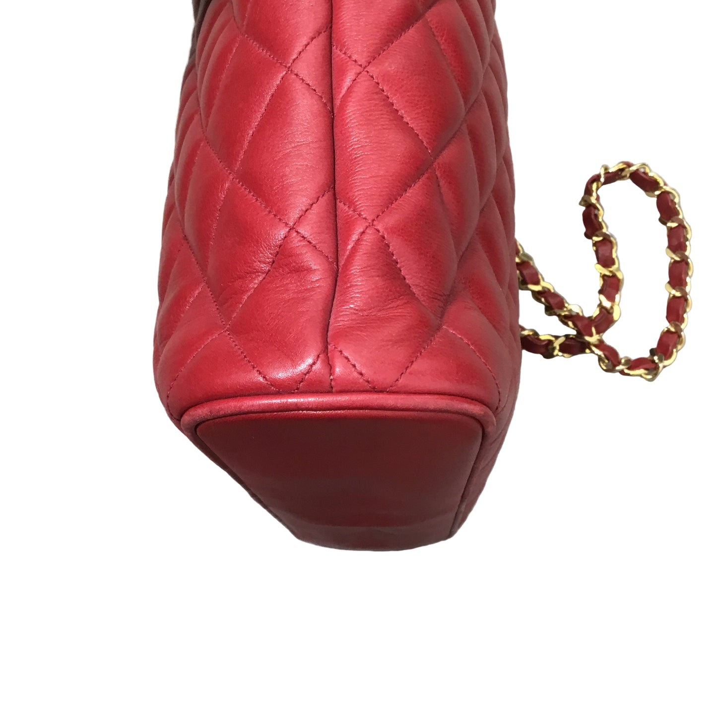 CHANEL Red Matelasse Lambskin Runway Mid Strap Tote/Crossbody/Shoulder Bag