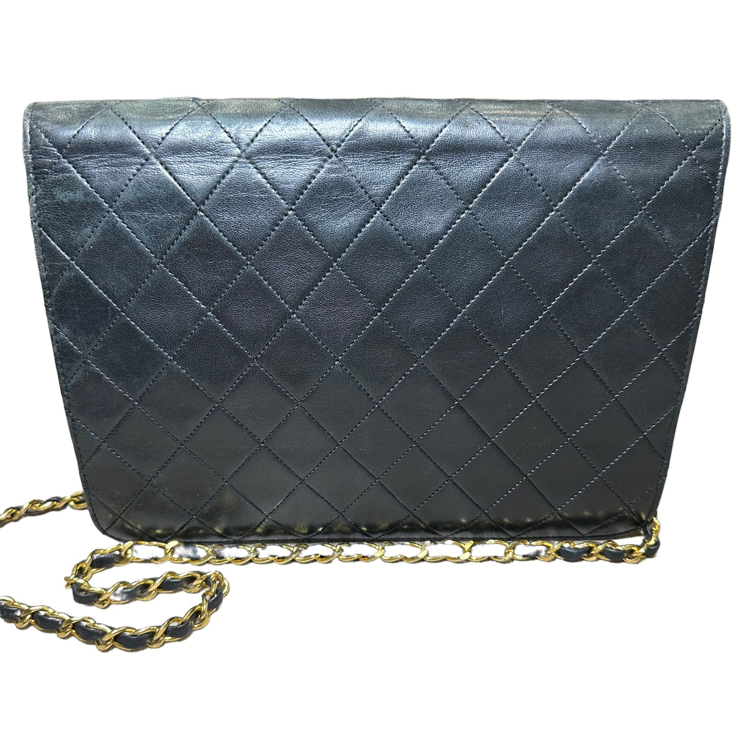 Chanel Black Lambskin Matelasse Half Flap, Medium