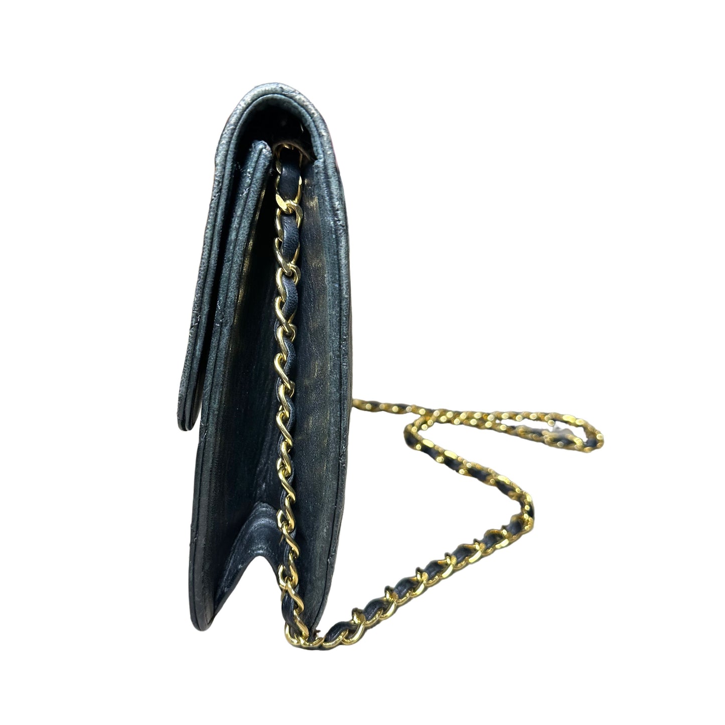 Chanel Black Lambskin Matelasse Half Flap, Medium