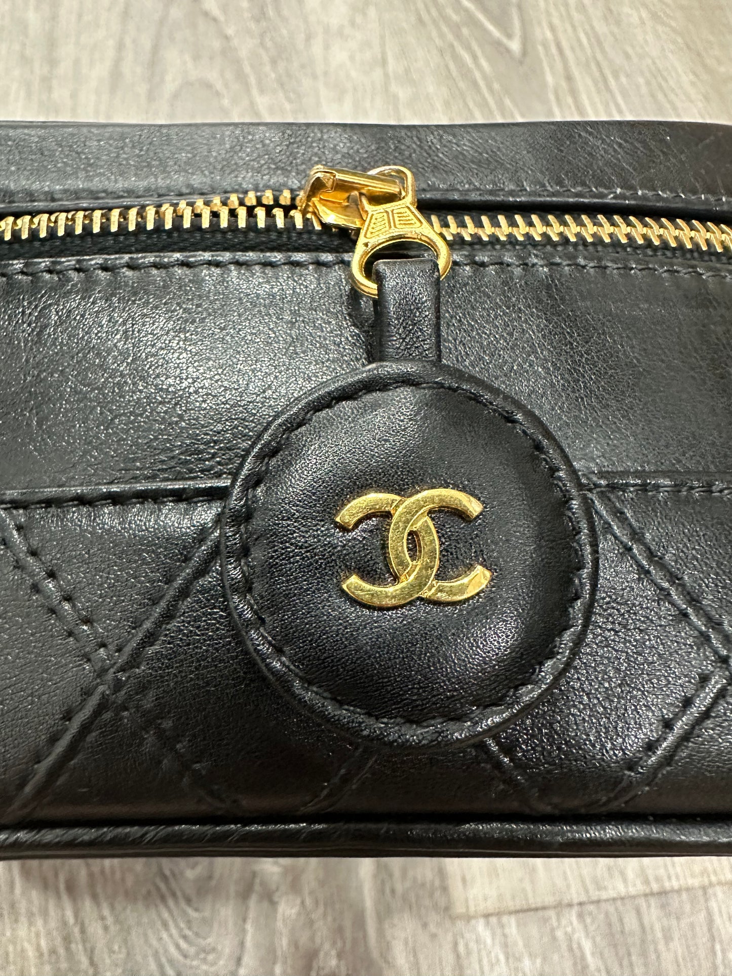 Chanel Black Calfskin Duo-tone Vanity