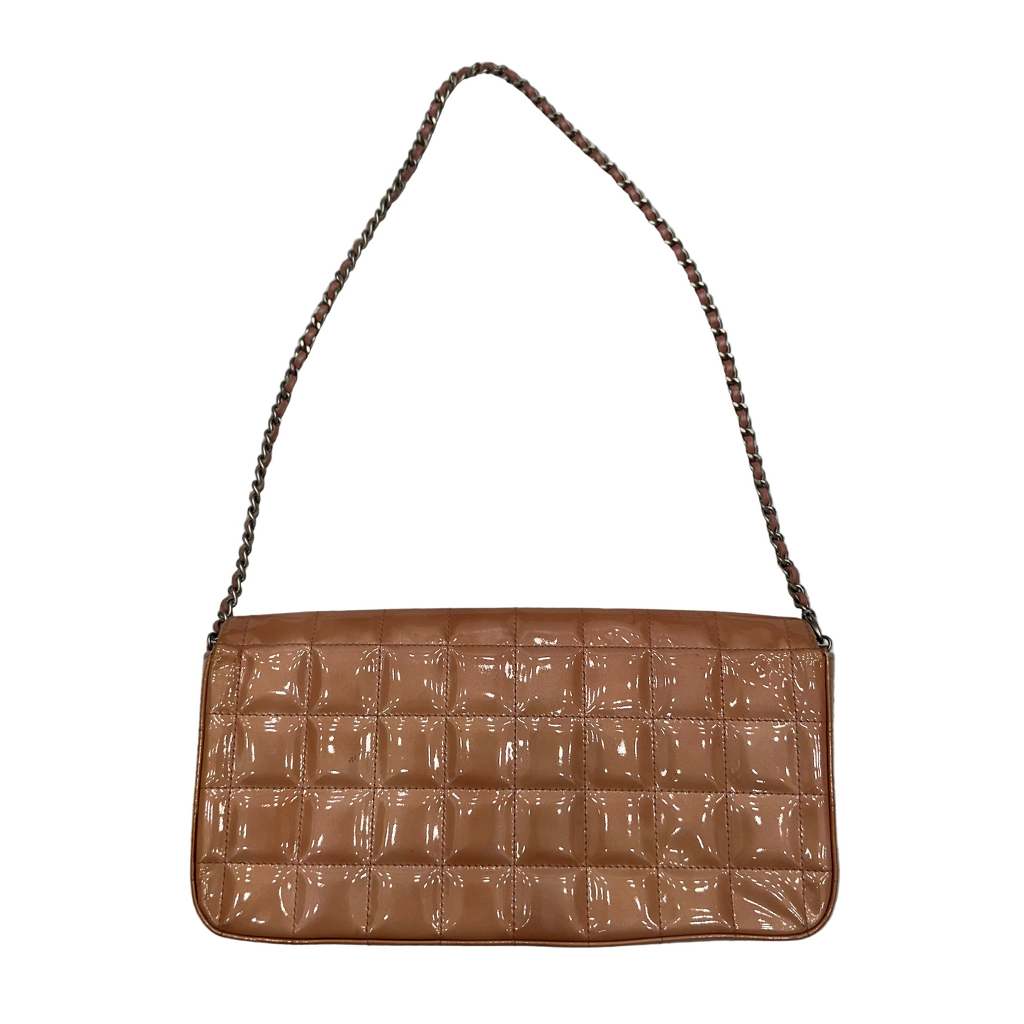 Chanel Peach Orange Patent Chocolate Bar Half Flap