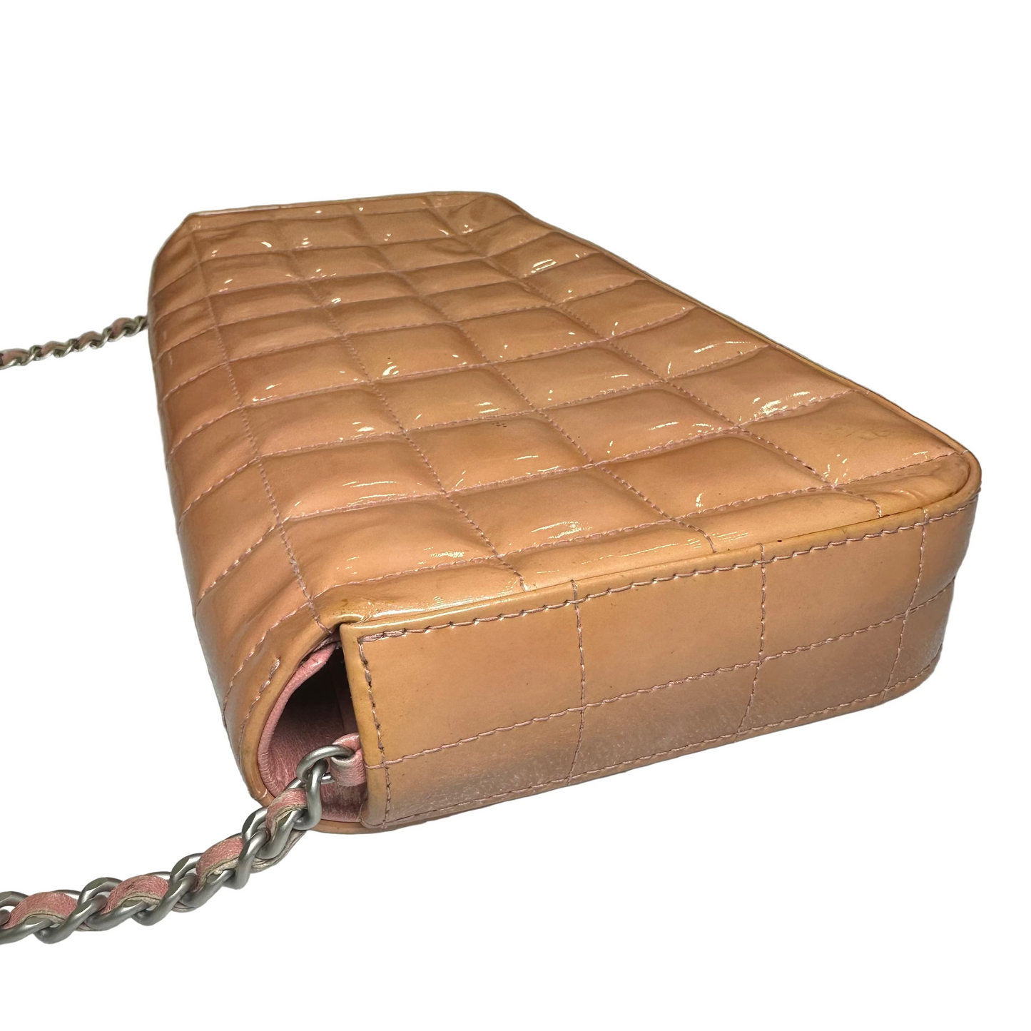 Chanel Peach Orange Patent Chocolate Bar Half Flap