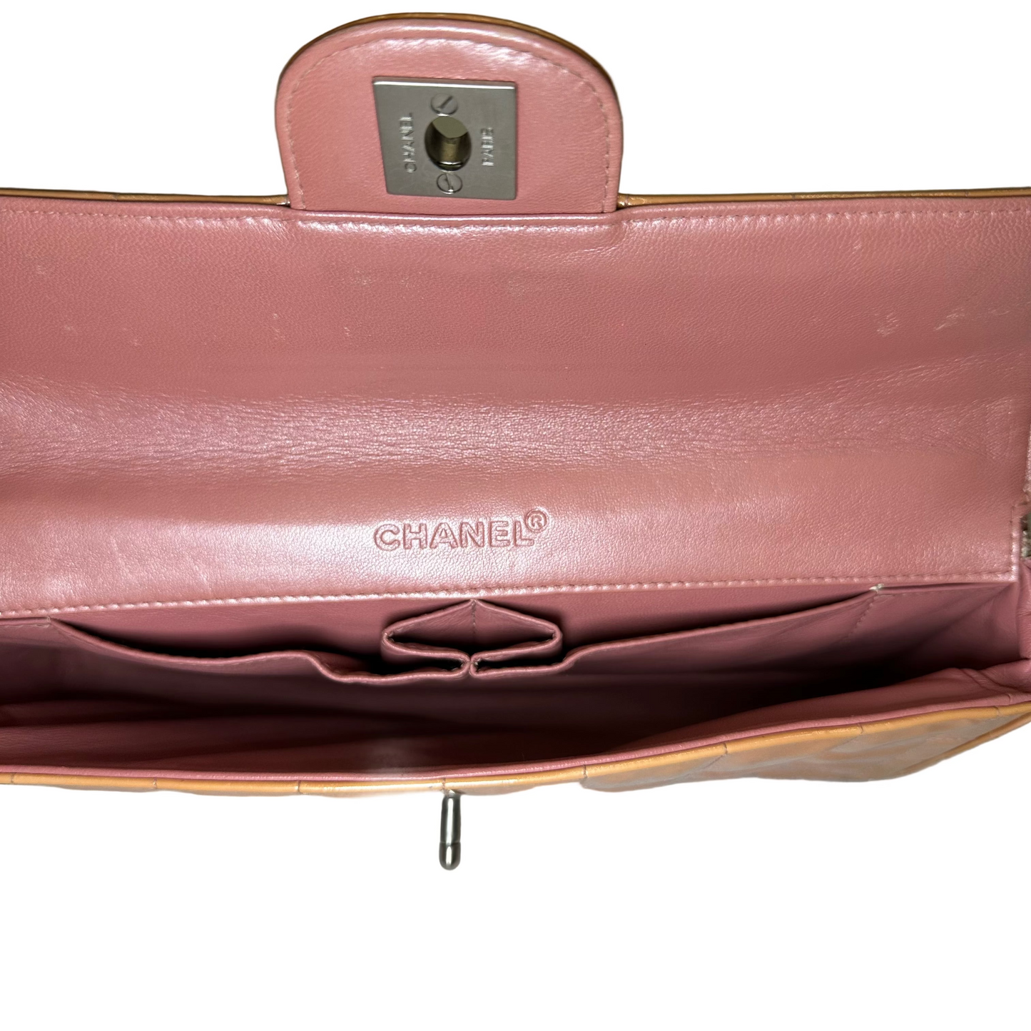 Chanel Peach Orange Patent Chocolate Bar Half Flap