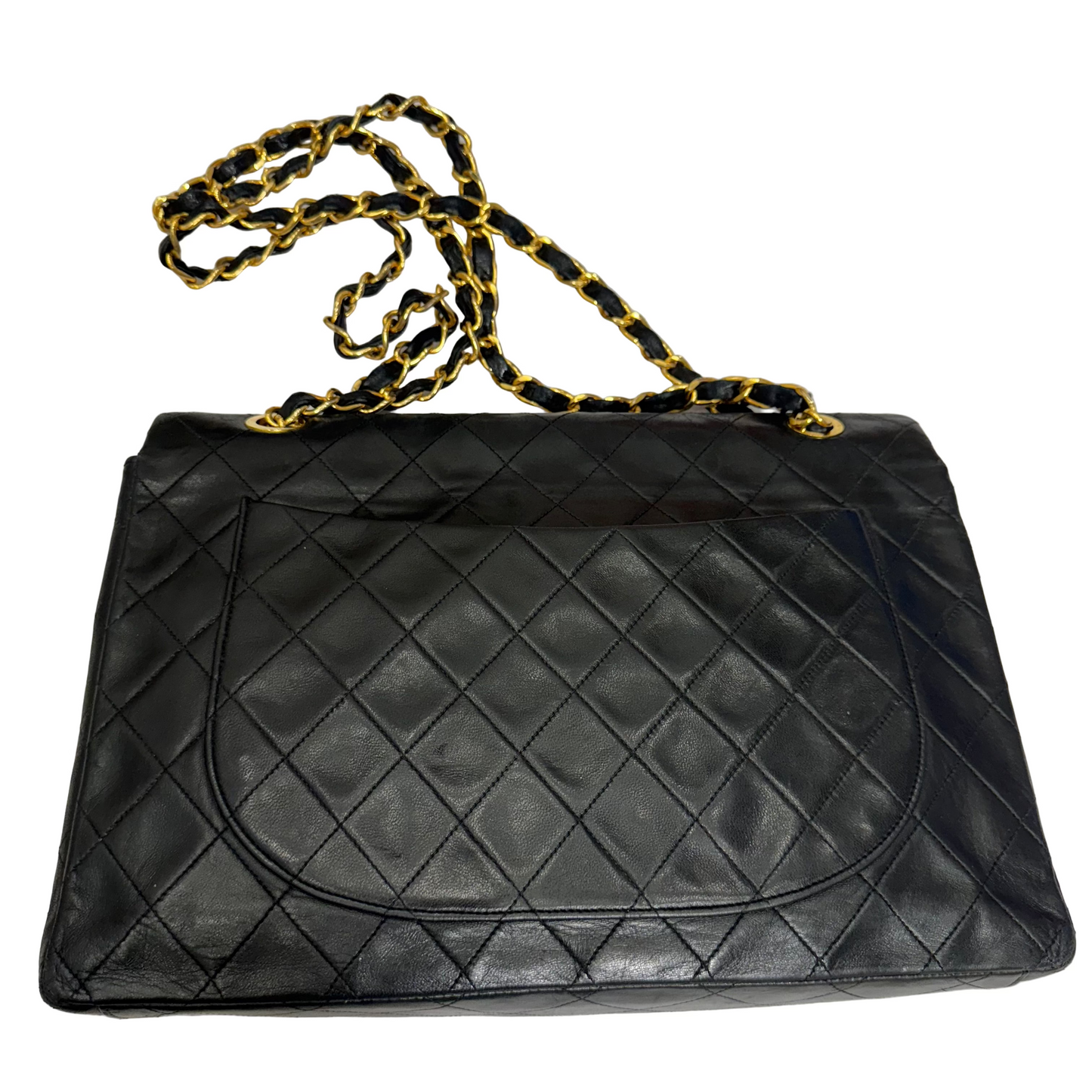 Chanel Black Lambskin Matelasse, Single Flap, Maxi Jumbo