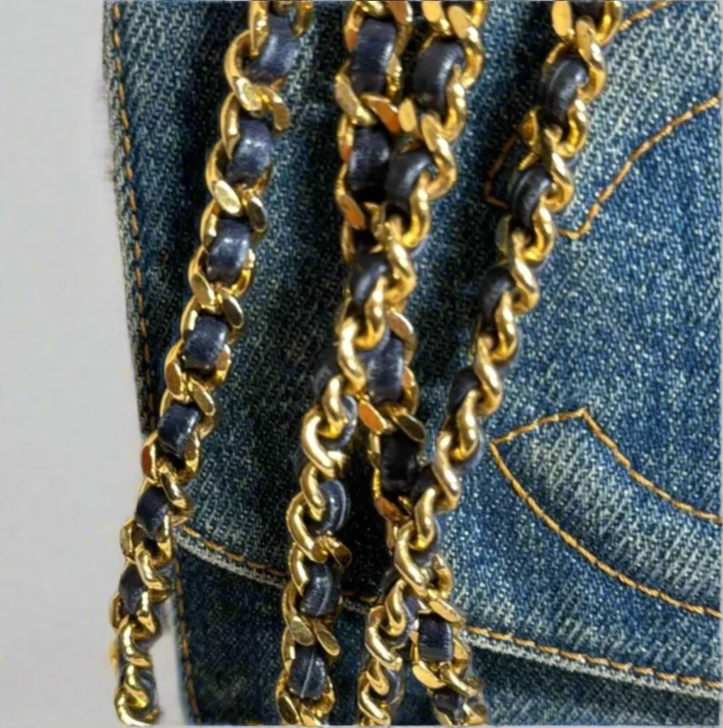 Chanel Blue Denim Wallet on Chain