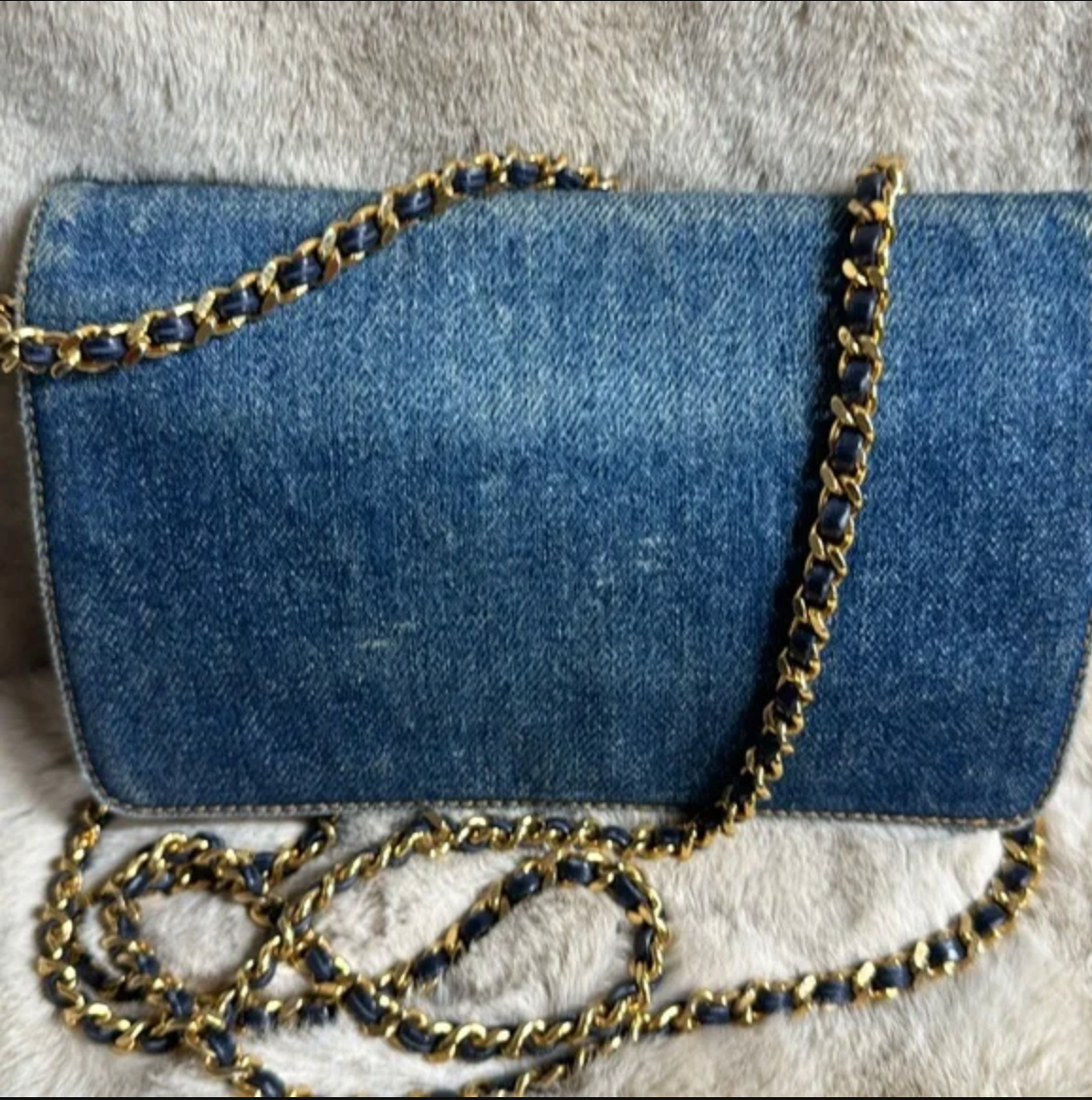 Chanel Blue Denim Wallet on Chain
