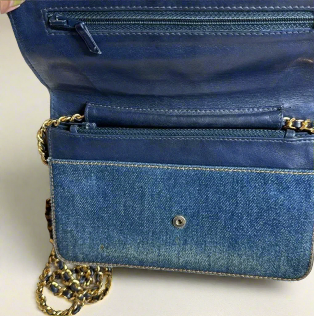 Chanel Blue Denim Wallet on Chain