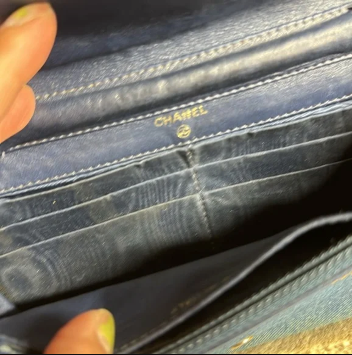 Chanel Blue Denim Wallet on Chain
