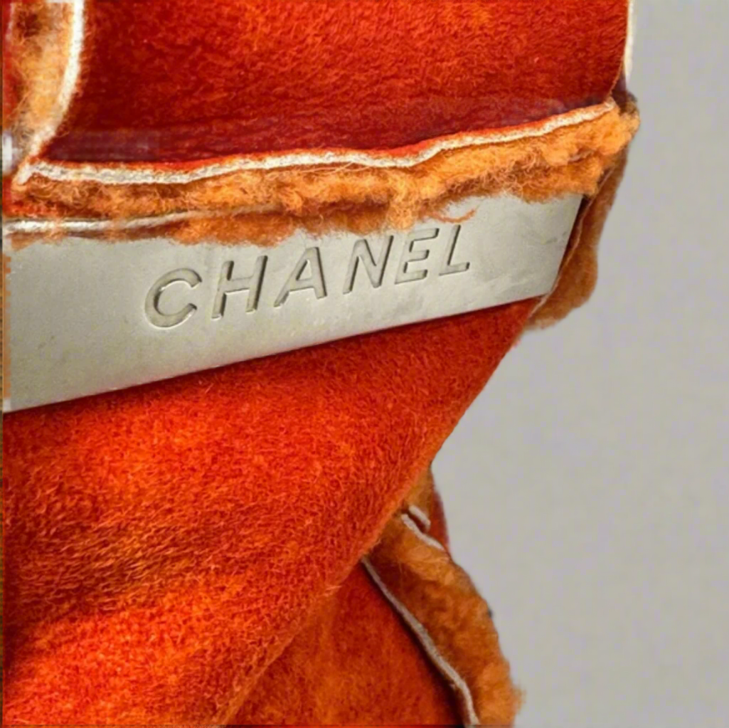 Chanel Orange Shearling and Suede Shoulder/Crossbody Bag