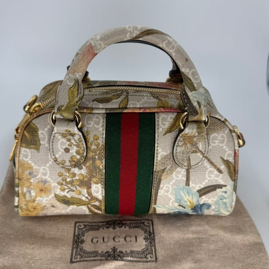 Gucci Supreme Ophidia Water Flora Bowler Bag, Mini