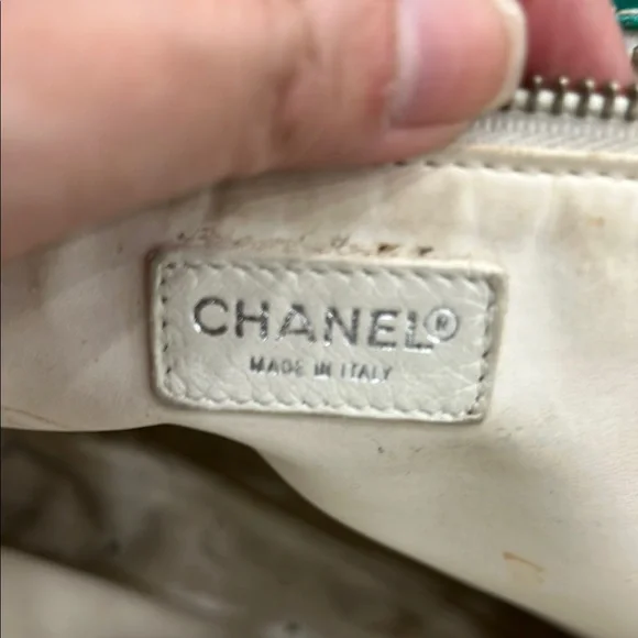 Chanel Green Floral CC Logo Tote